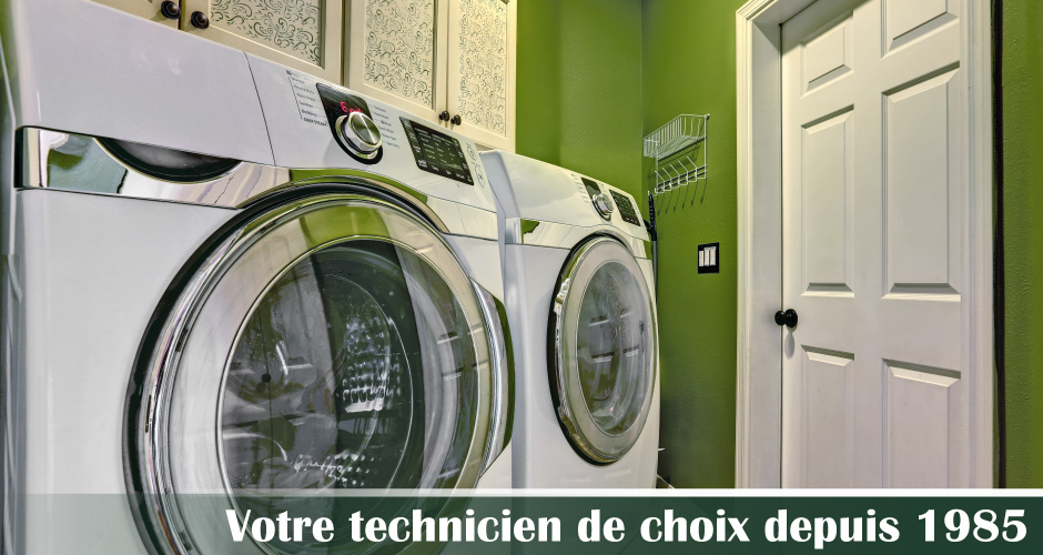 votre technicien de choix depuis 1985 - salle de lavage avec laveuse et sècheuse